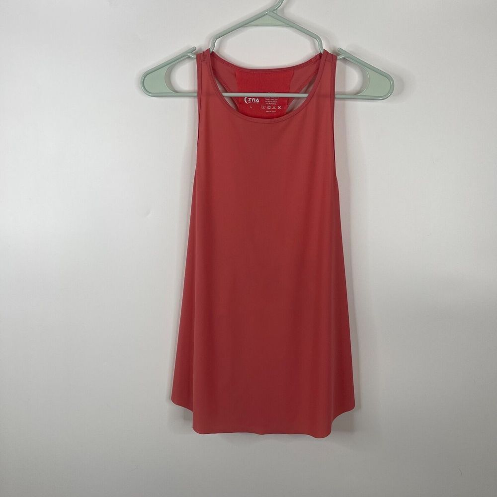 Zyia Womens Tank Top Size L  Reddish‎ Orange Racerback Yoga Running Round Neck